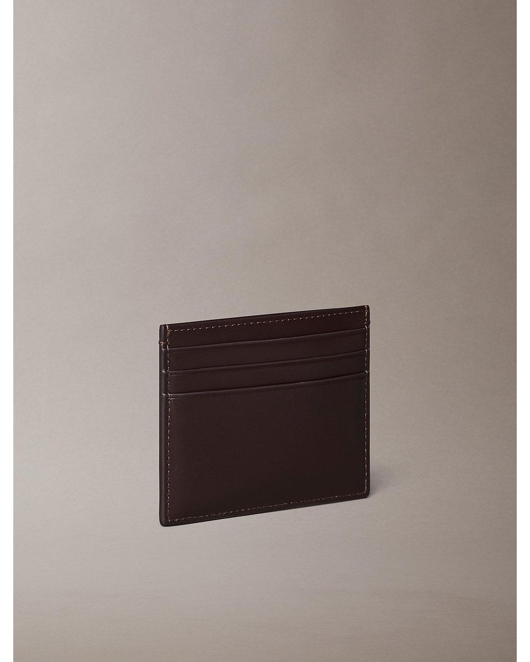 Calvin Klein Brown Logo Leather Rfid Cardholder for men
