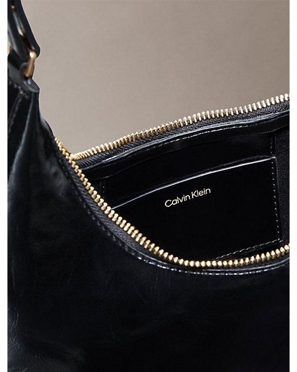 Calvin Klein Gray Glossy Logo Convertible Shoulder Bag