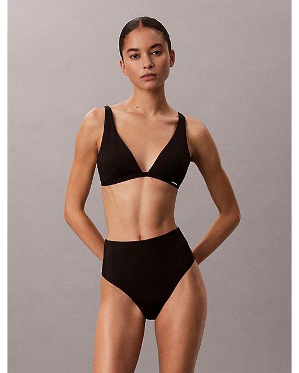 Calvin Klein Black High Waisted Bikini Bottoms Emblem