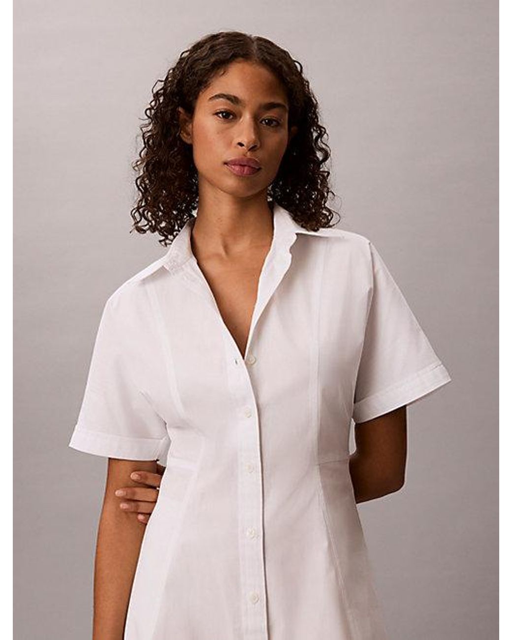 Calvin Klein Pink Jeans Cotton Poplin Mini Shirt Dress