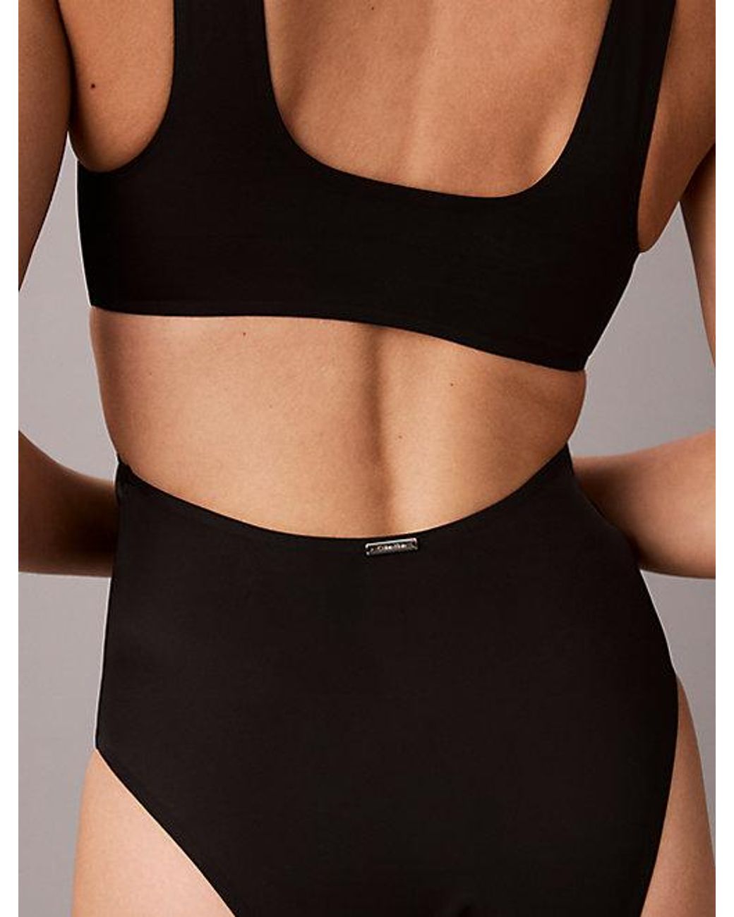 Calvin Klein Black Cut Out Swimsuit Emblem