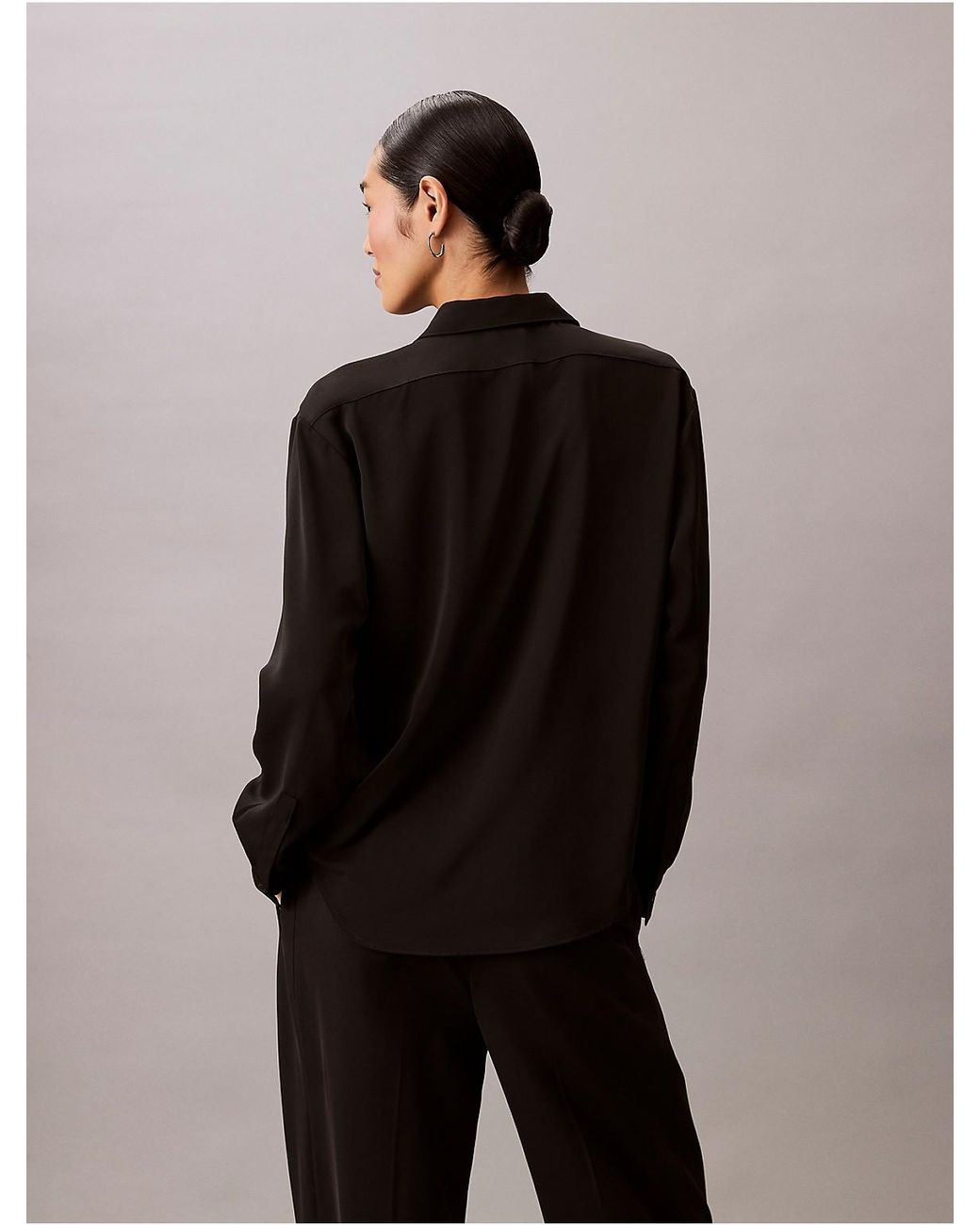 Calvin Klein Black Relaxed Button-Down Utility Shirt