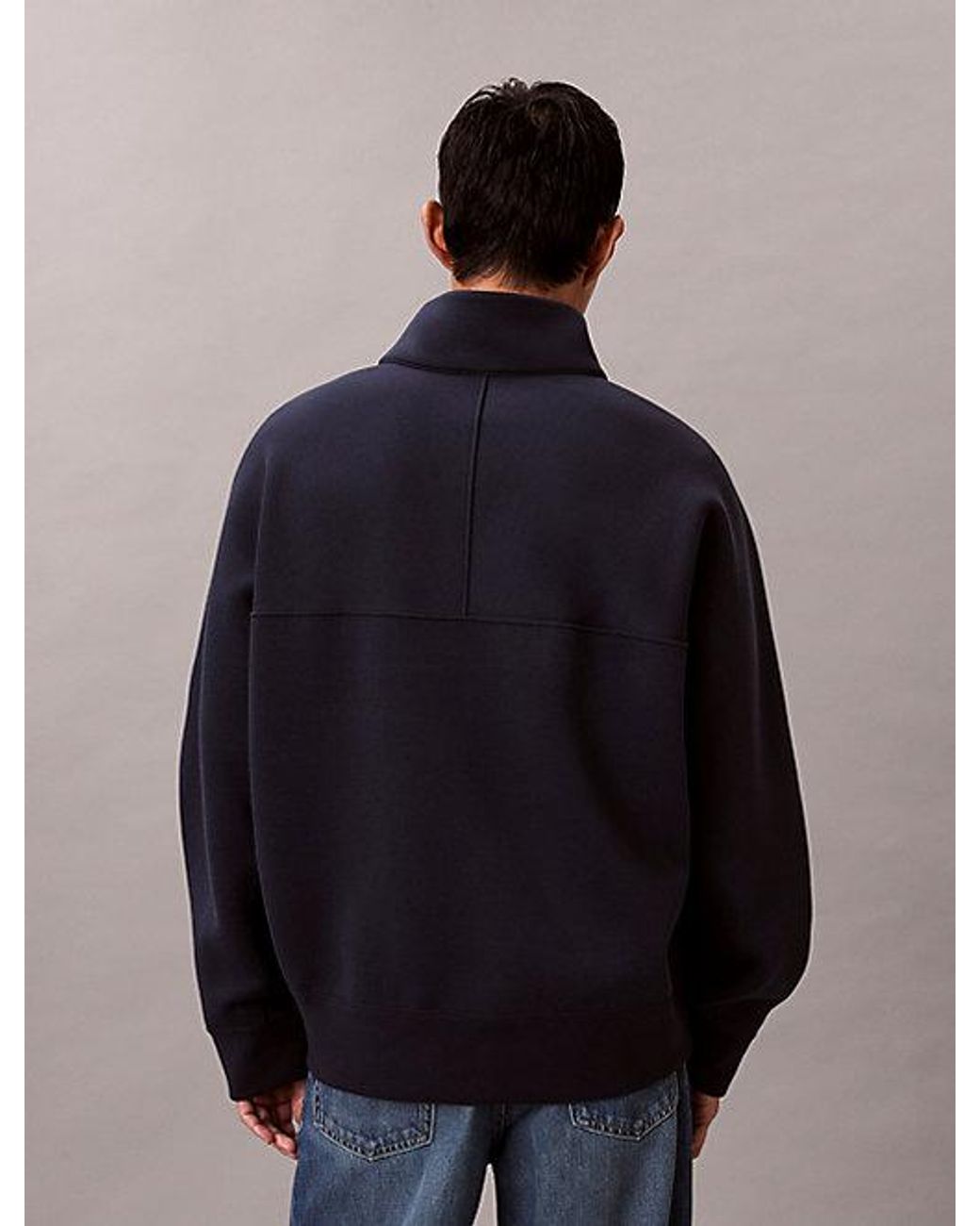 Calvin Klein Blue Jeans Spacer Relaxed Quarter Zip Sweatshirt for men