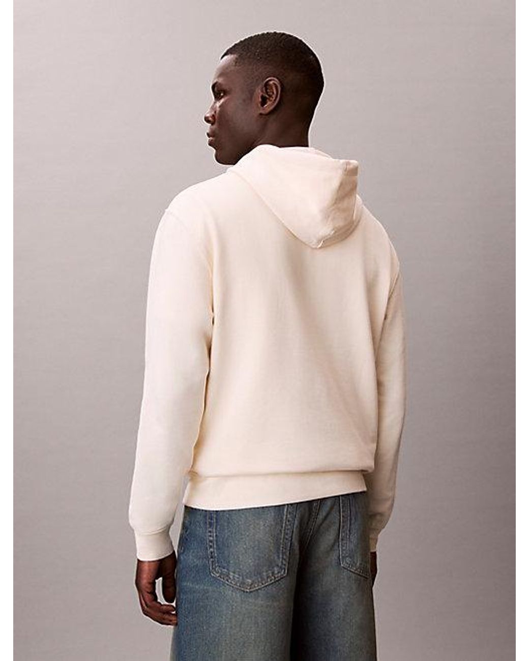 Calvin Klein Natural Jeans Cotton Terry Monogram Hoodie for men