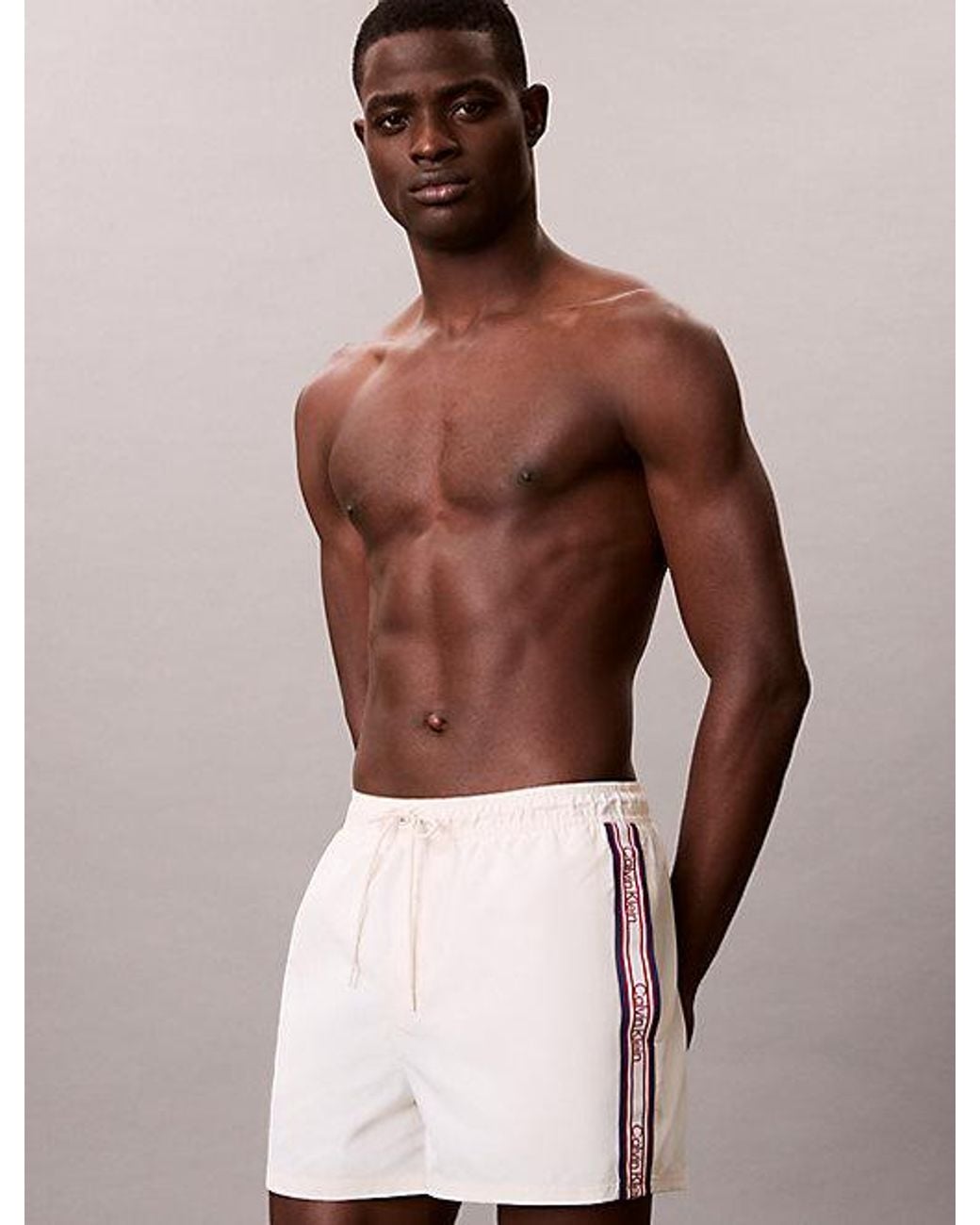 Calvin Klein Natural Short Drawstring Swim Shorts Ck Icon for men