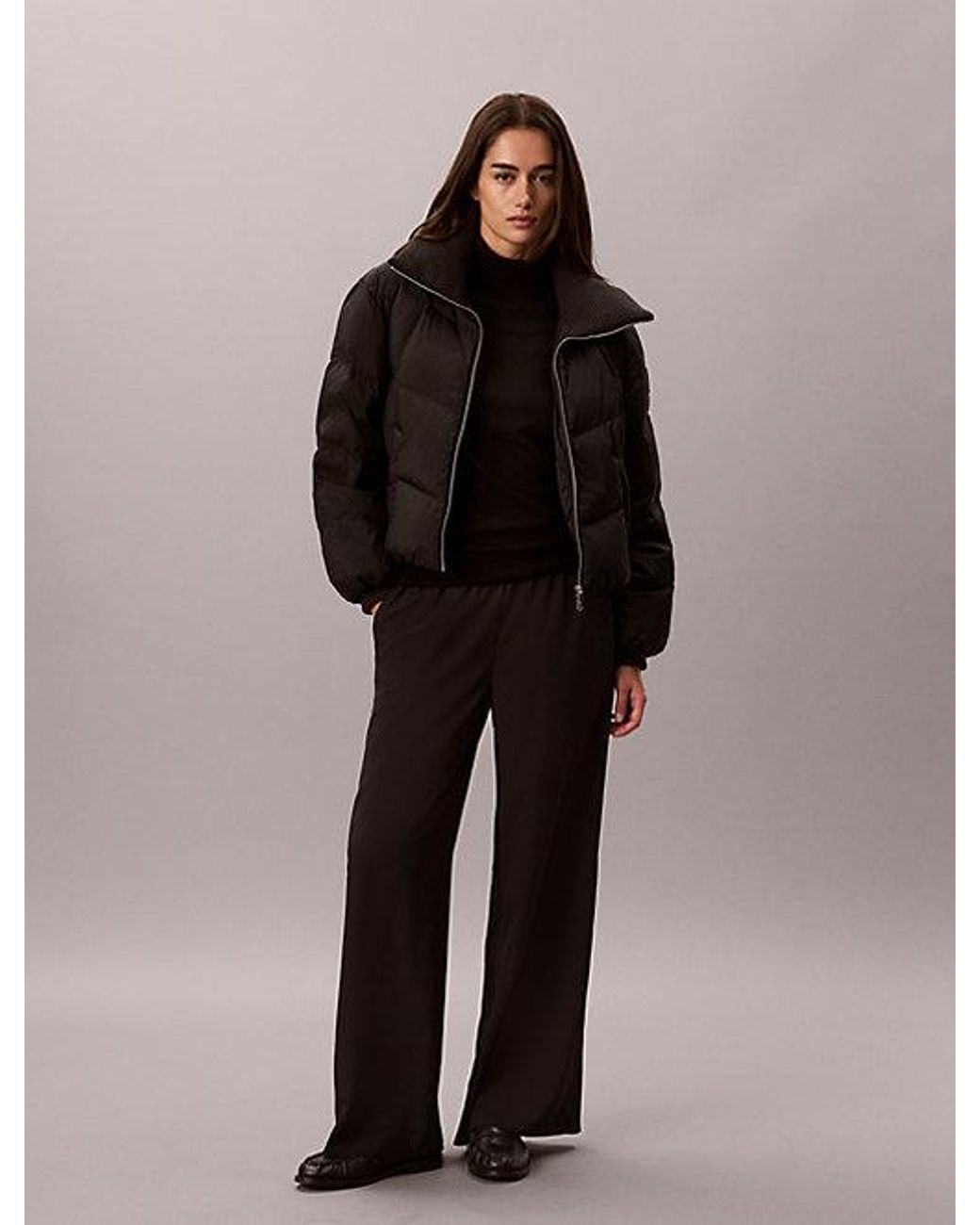 Calvin Klein Black Jeans Short Down Puffer Jacket
