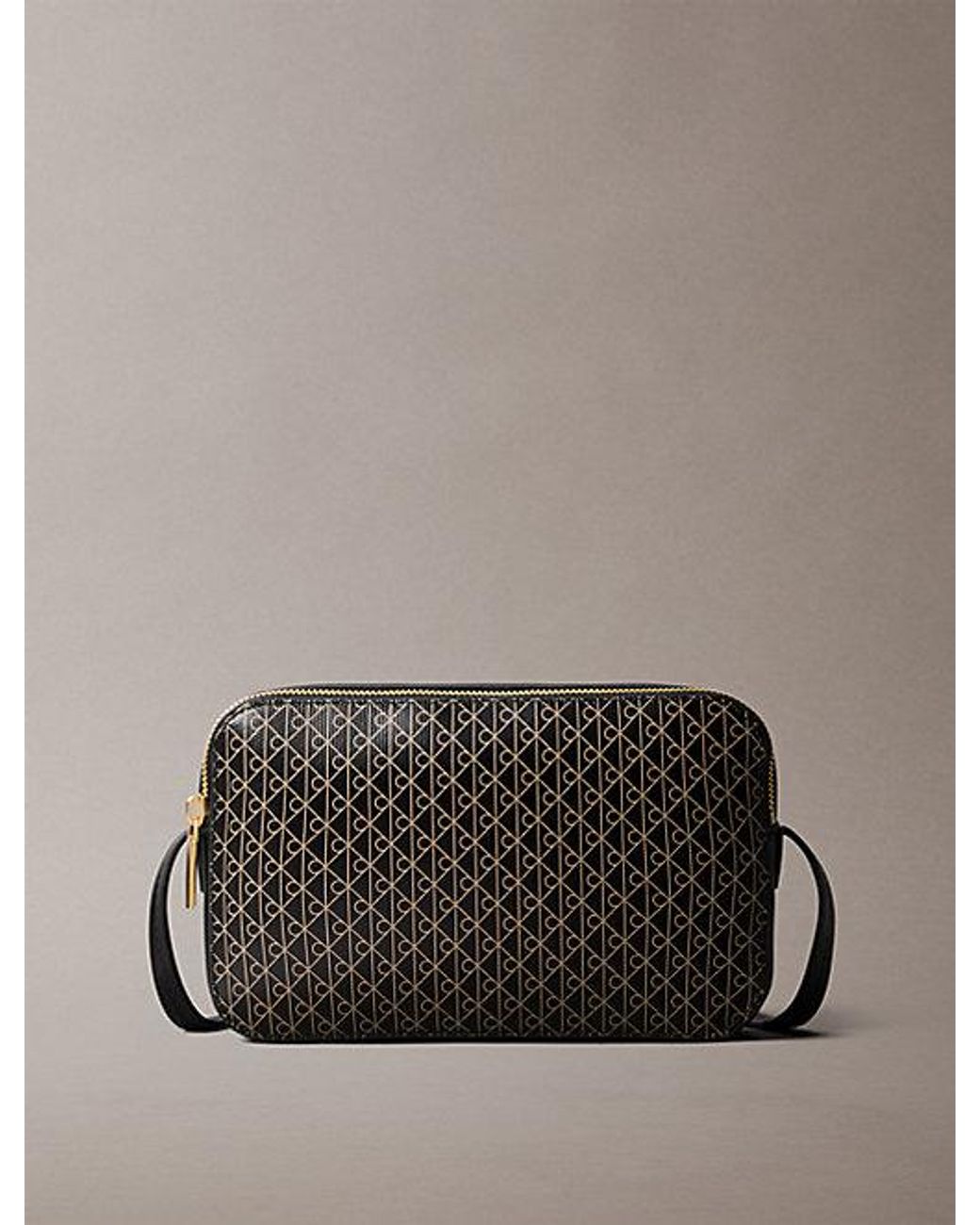 Calvin Klein Gray Allover Emblem Logo Camera Bag