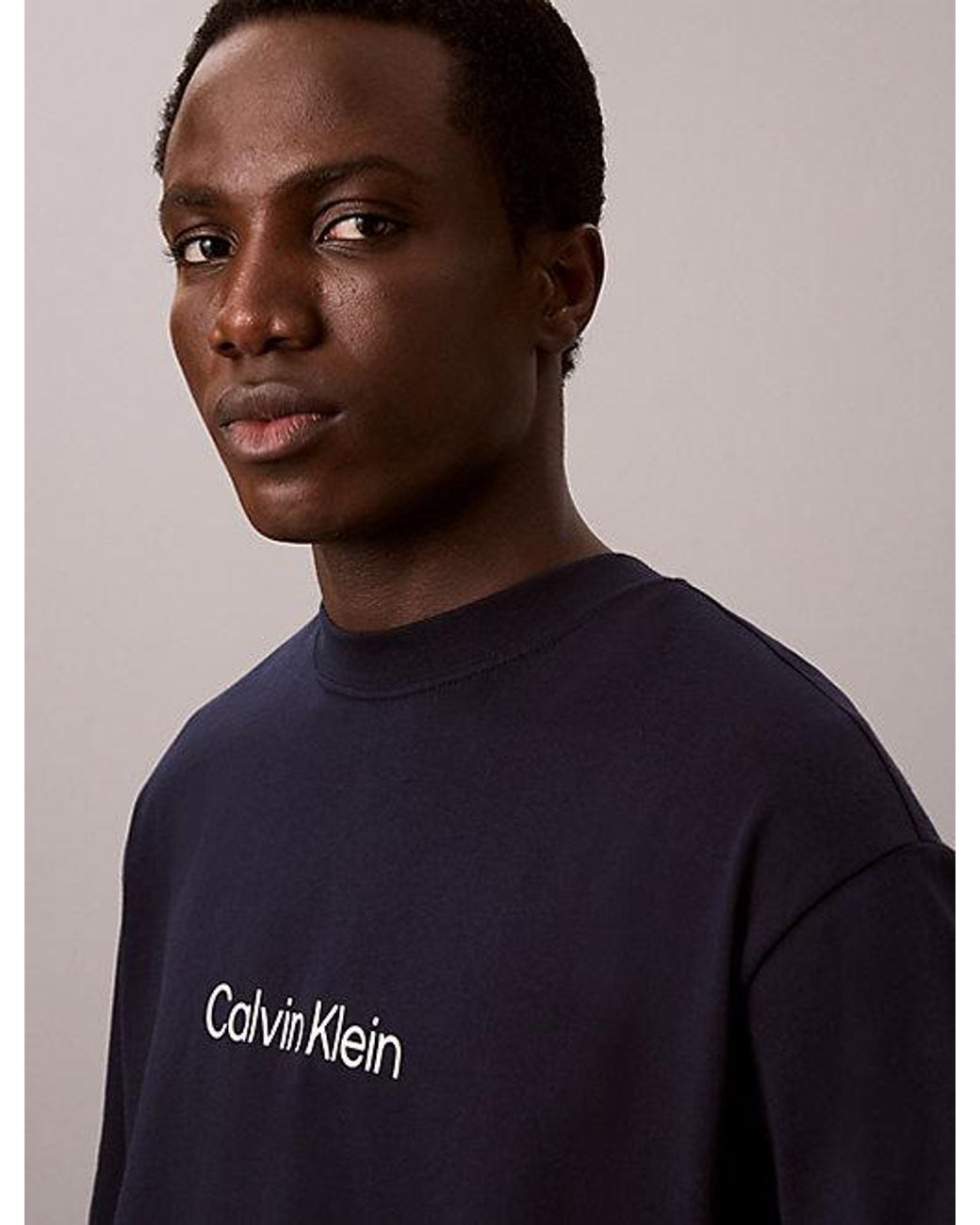 Calvin Klein Blue Relaxed Heavy Jersey Logo T-Shirt for men