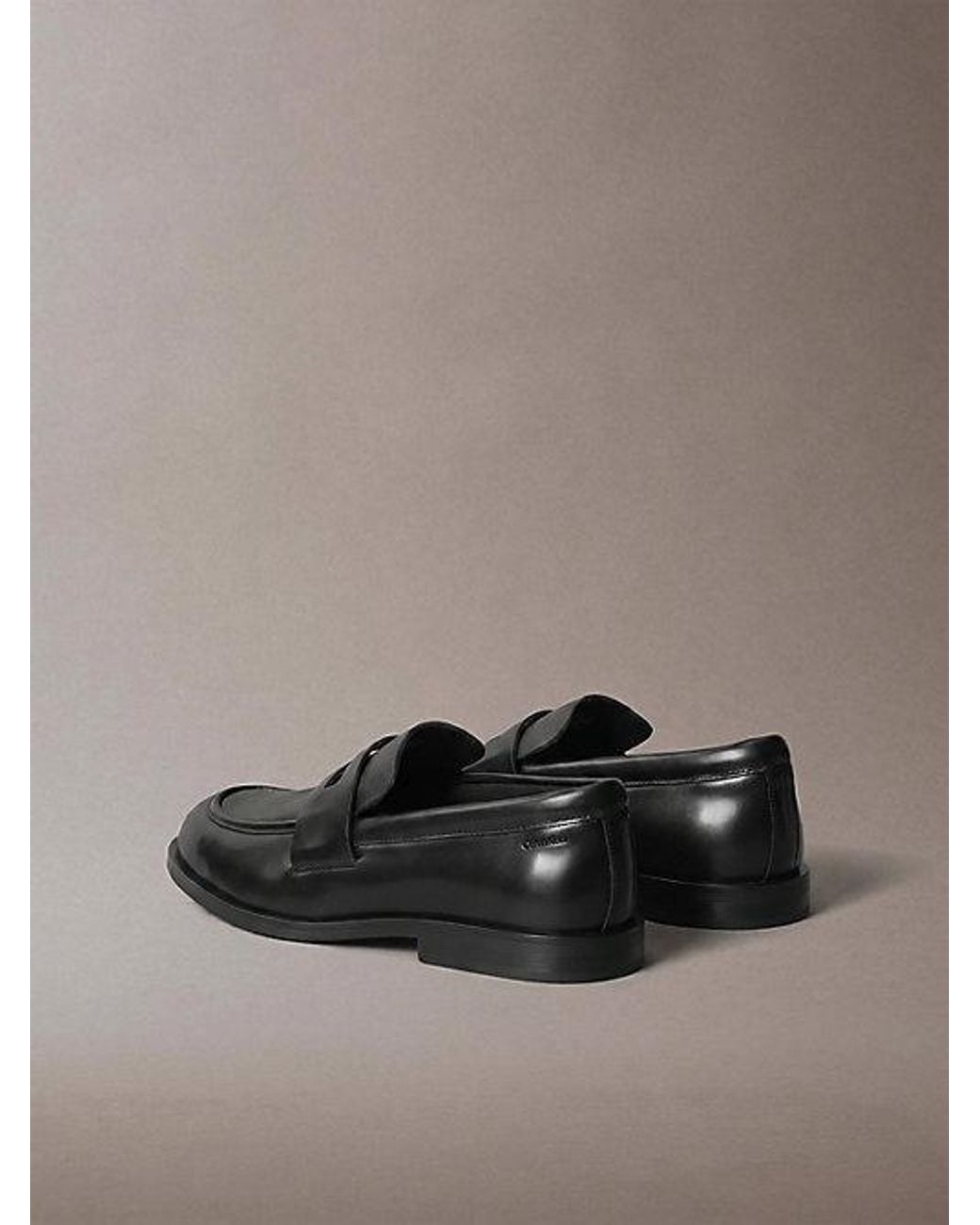 Calvin Klein Gray Theo Leather Penny Loafers for men