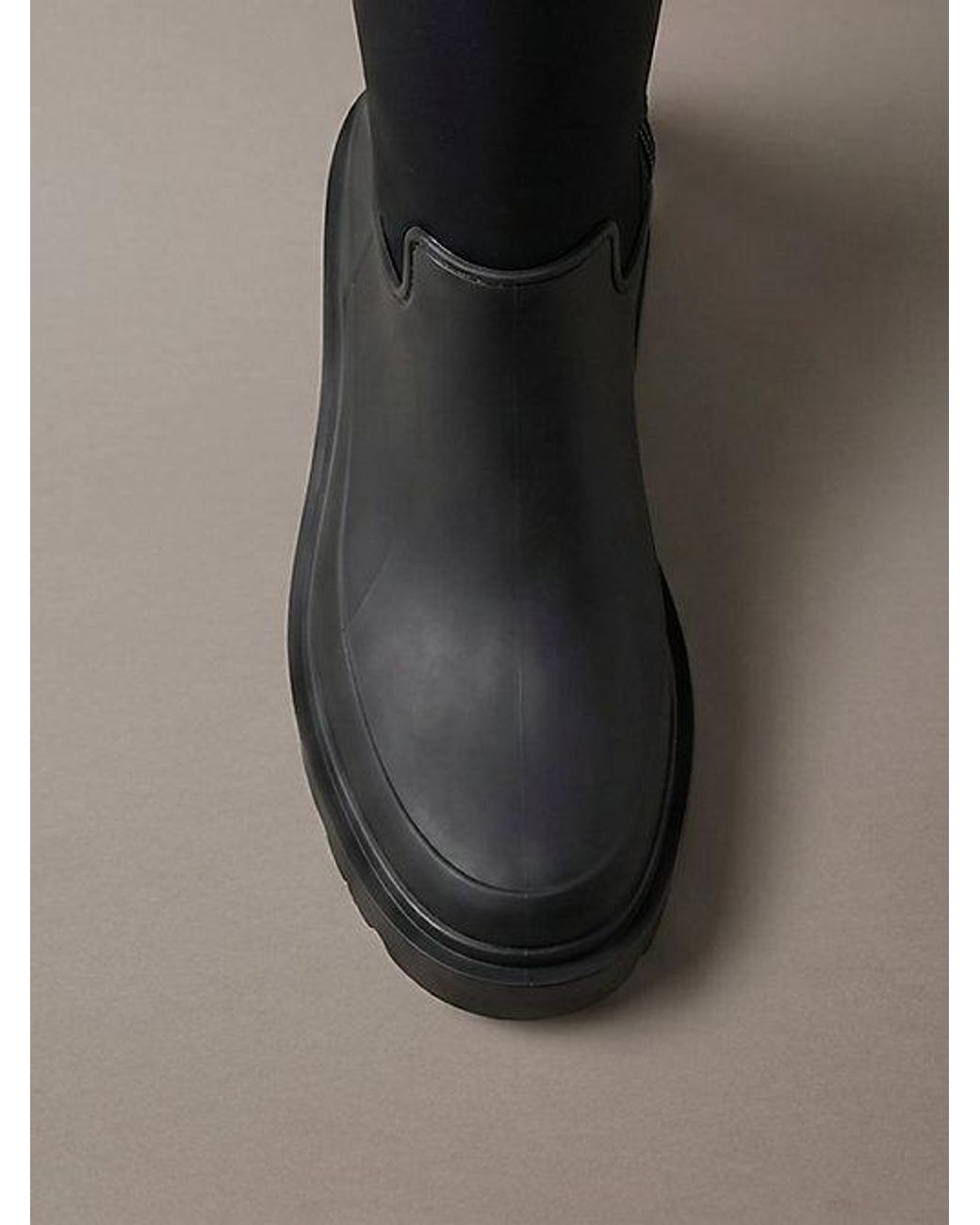 Calvin Klein Black Knee High Flexible Lug Sole Rainboots