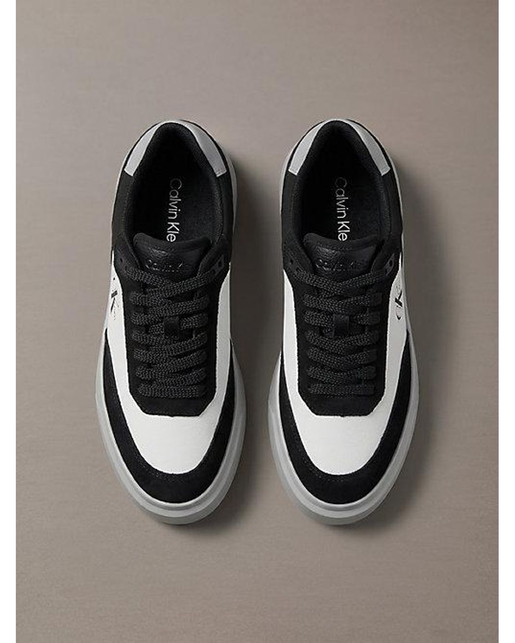 Calvin Klein Metallic Suede And Leather Signature Trainers