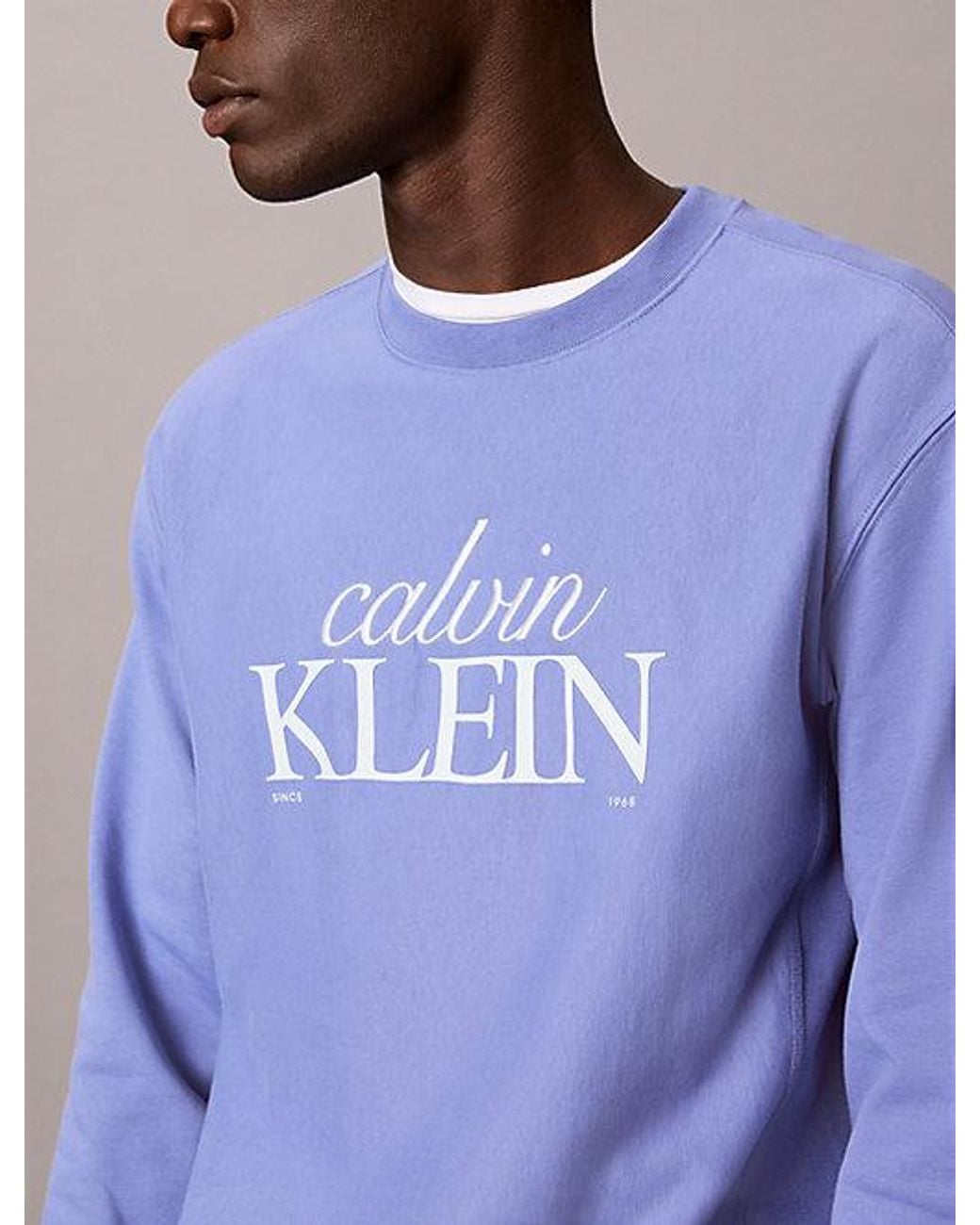 Calvin Klein Blue Jeans Premium Cotton Terry Logo Sweatshirt for men