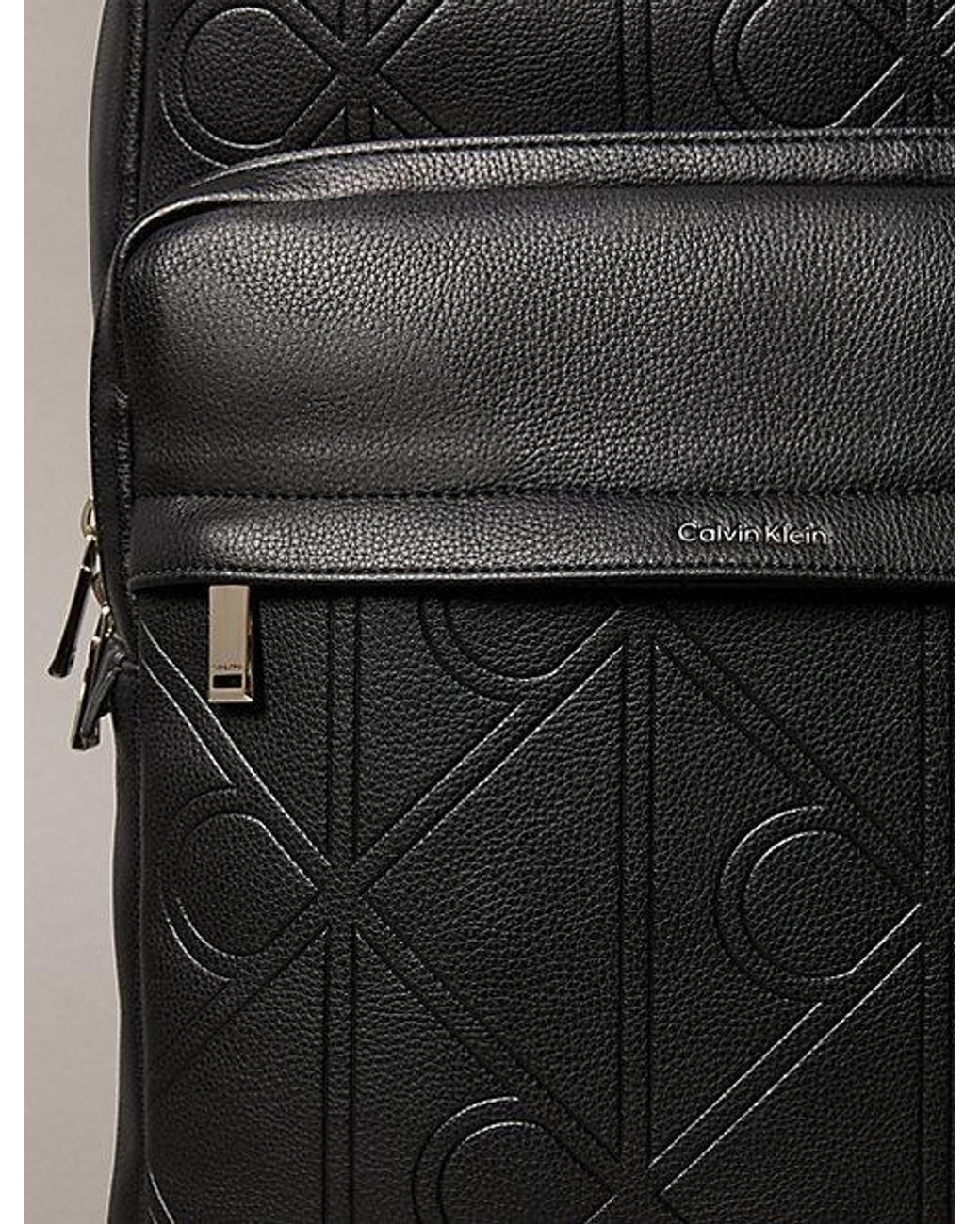 Calvin Klein Gray Embossed Emblem Logo Trolley Backpack for men
