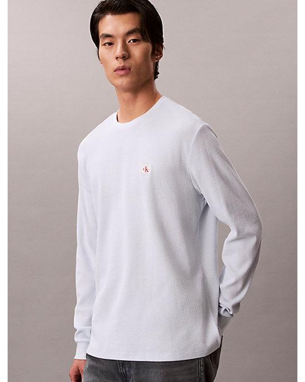 Calvin Klein Gray Jeans Long Sleeve Waffle T-Shirt for men