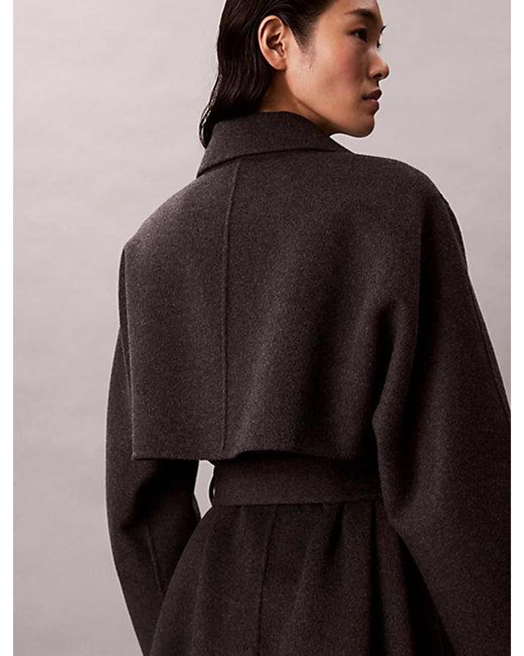 Calvin Klein Multicolor Double Faced Wool Blend Wrap Coat