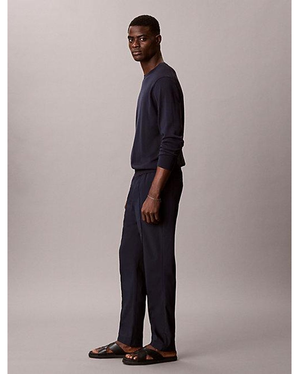Calvin Klein Blue Seersucker Pull On Trousers for men