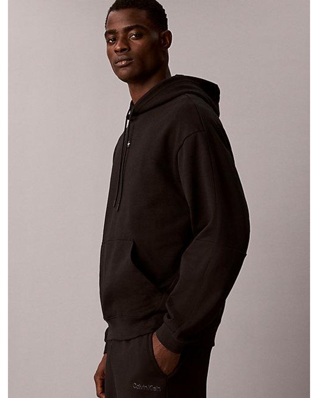 Calvin Klein Black Sport Heavyweight French Terry Zip Hoodie for men
