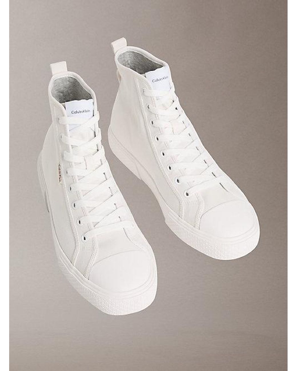 Calvin Klein White Ck Leo Cotton Canvas High Top Trainers for men