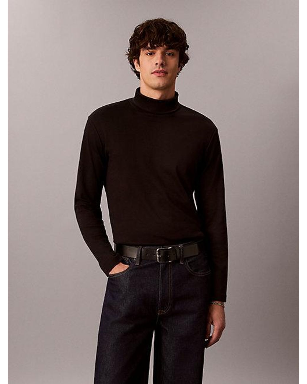 Calvin Klein Black Long Sleeve Roll Neck T-Shirt for men