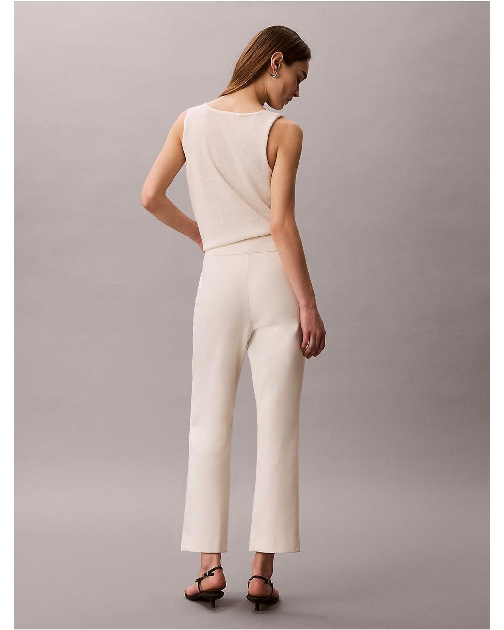 Calvin Klein Natural Ponte Cropped Flared Pants