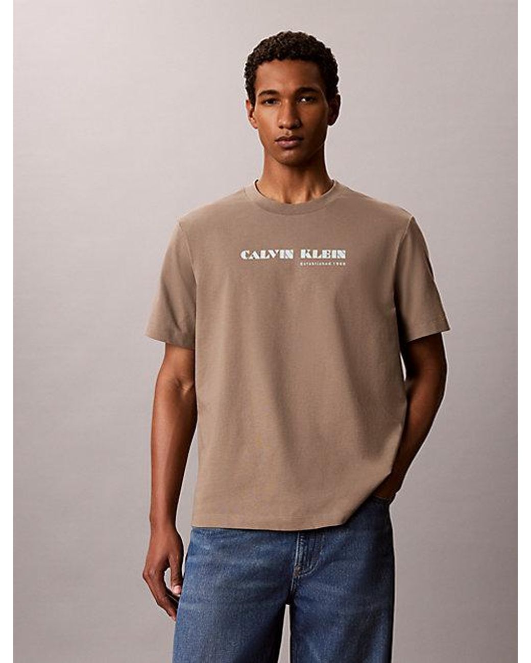 Calvin Klein Blue Jeans Relaxed Logo T-Shirt for men