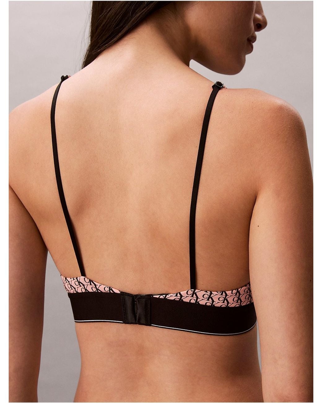 Calvin Klein Brown Graphic Monogram Microfiber Stretch Lightly Lined Triangle Bralette