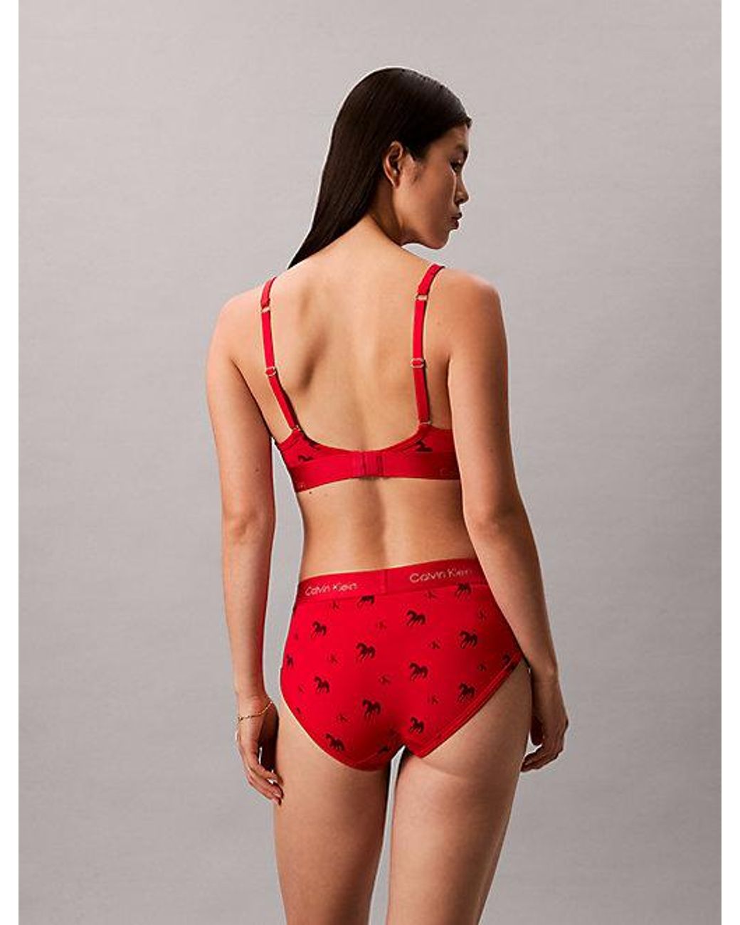 Calvin Klein Red Lightly Lined Triangle Bra Lunar New Year