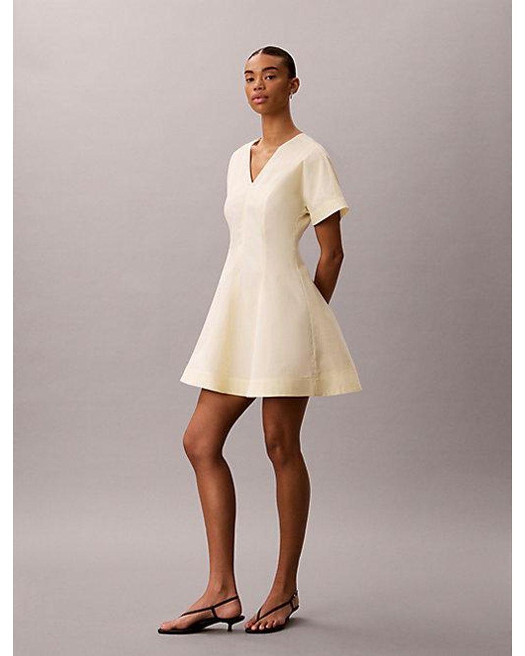 Calvin Klein Natural Jeans Short Sleeve Poplin Mini Dress