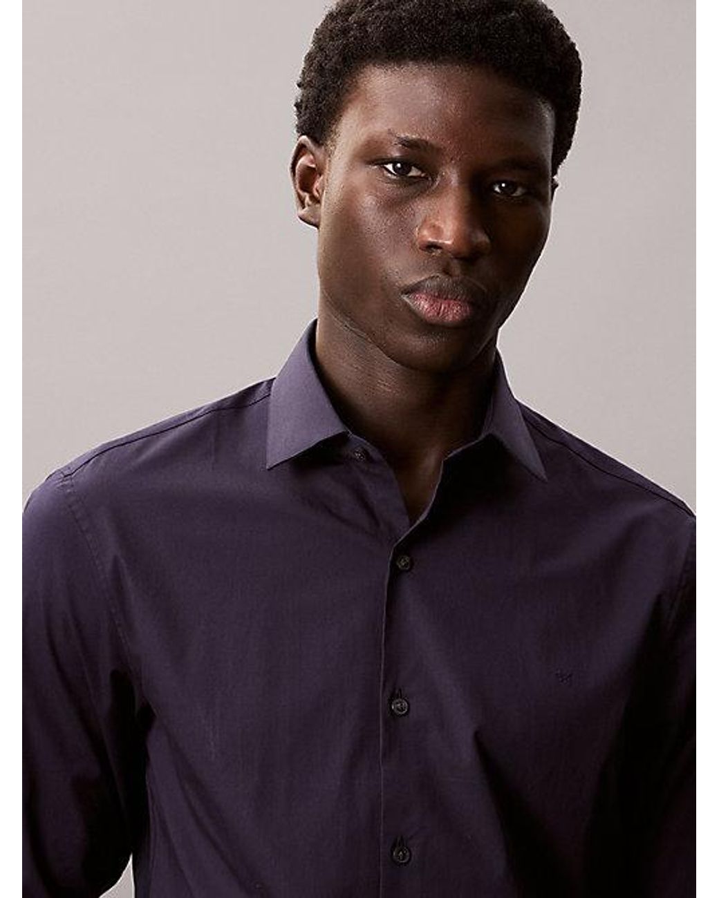Calvin Klein Blue Slim Stretch Poplin Shirt for men