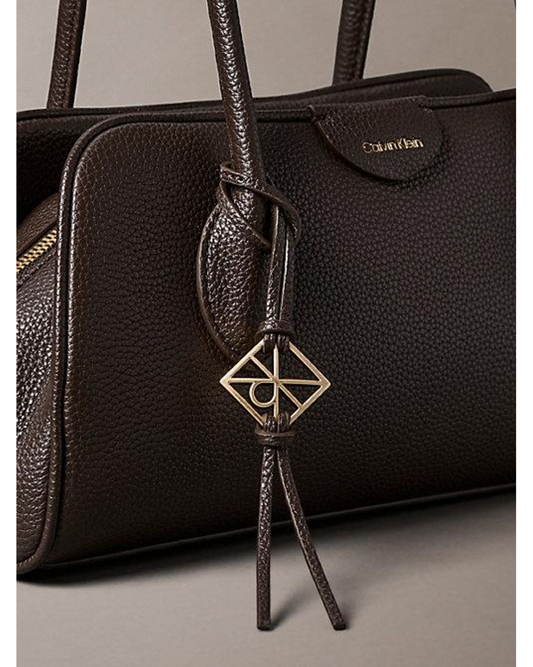 Calvin Klein Gray Emblem Logo Pebble Shoulder Bag