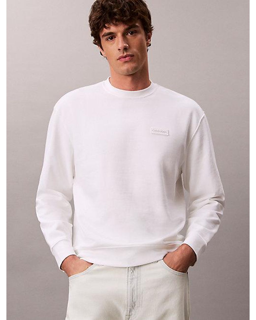 Calvin Klein Multicolor Jeans Cotton Terry Badge Sweatshirt for men
