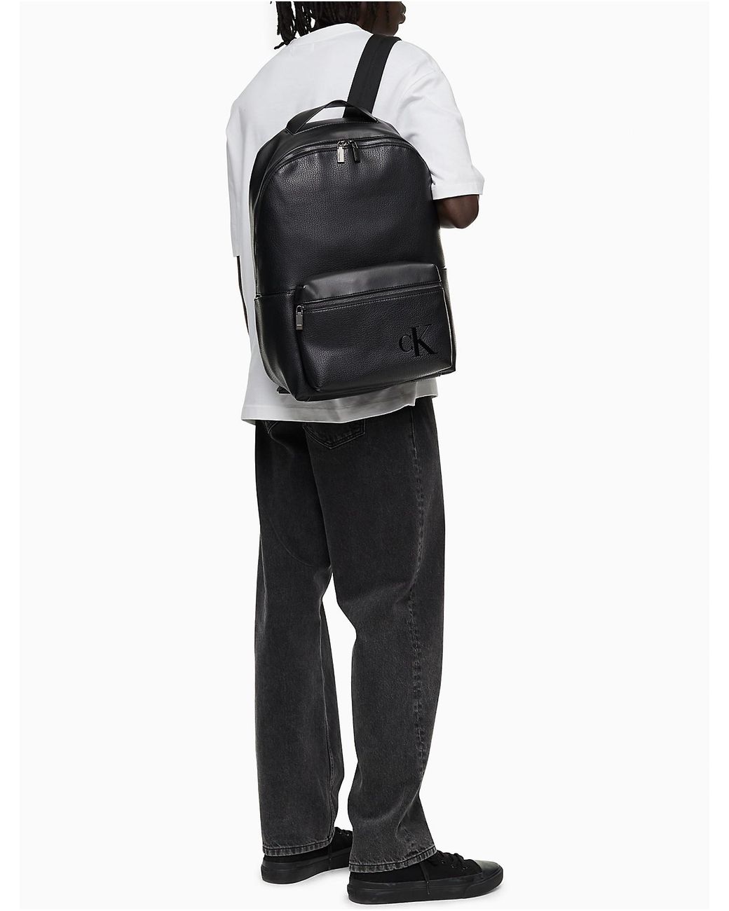 Calvin Klein Pebble Mono Logo Backpack in Black for Men | Lyst