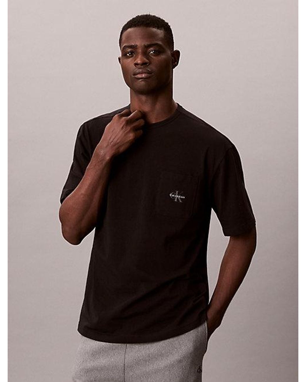 Calvin Klein Black Pyjama T-Shirt Icon Cotton Stretch Graphic for men