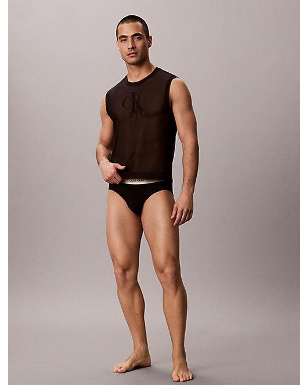 Calvin Klein Black Jeans Sheer Mesh Tank Top Pride for men