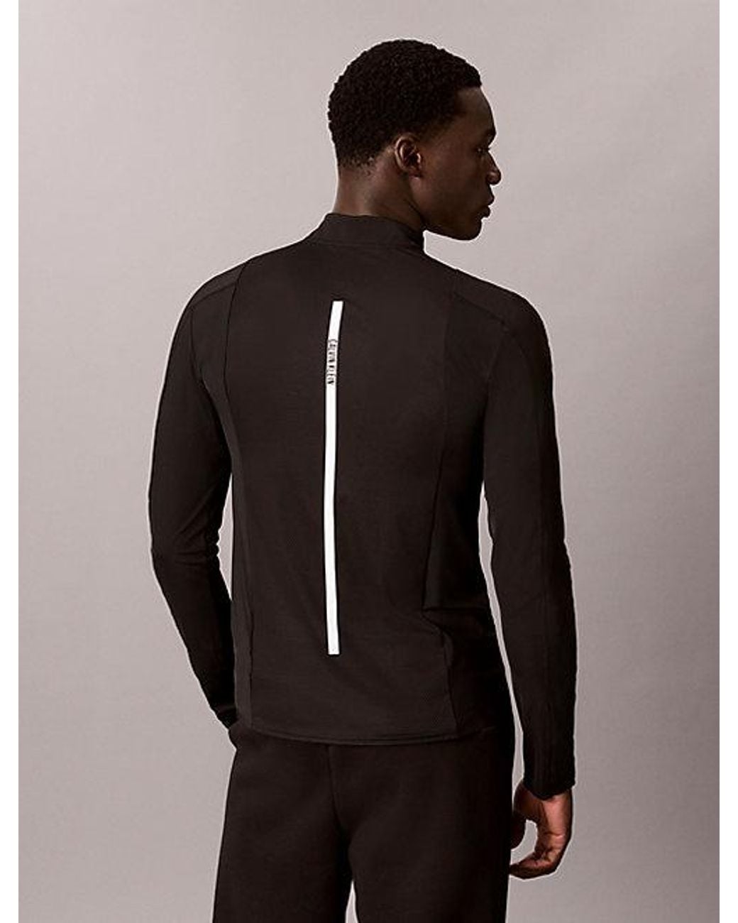 Calvin Klein Black Sport Performance 1 4 Zip Long Sleeve Gym T-Shirt for men