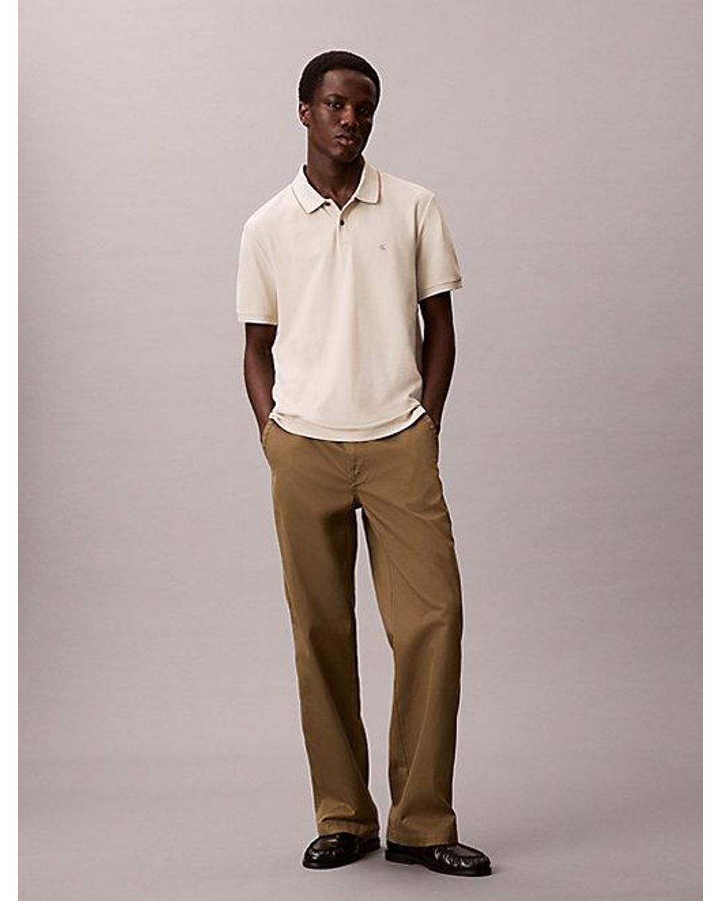 Calvin Klein Natural Cotton Piqué Polo Shirt for men