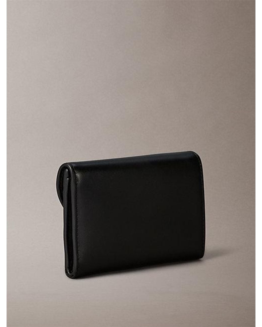 Calvin Klein Black Leather Sculptural Trifold Wallet