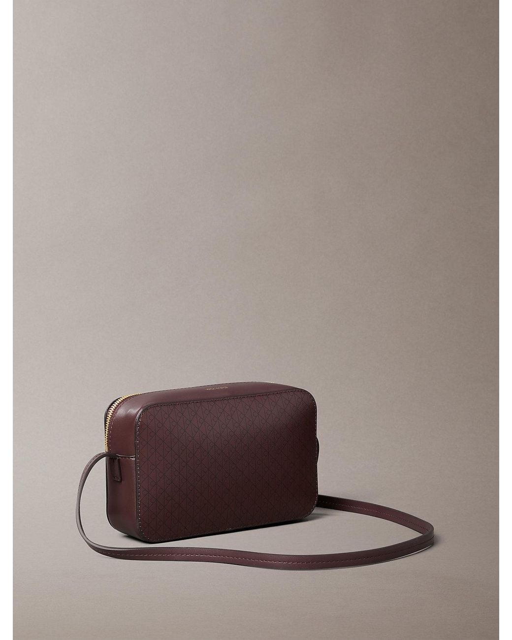 Calvin Klein Brown Allover Monogram Logo Camera Bag