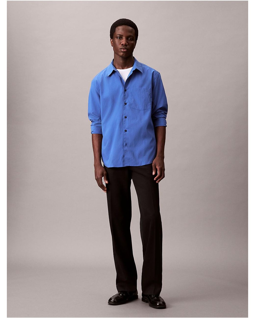Calvin Klein Blue Tech Poplin Button-Down Shirt for men