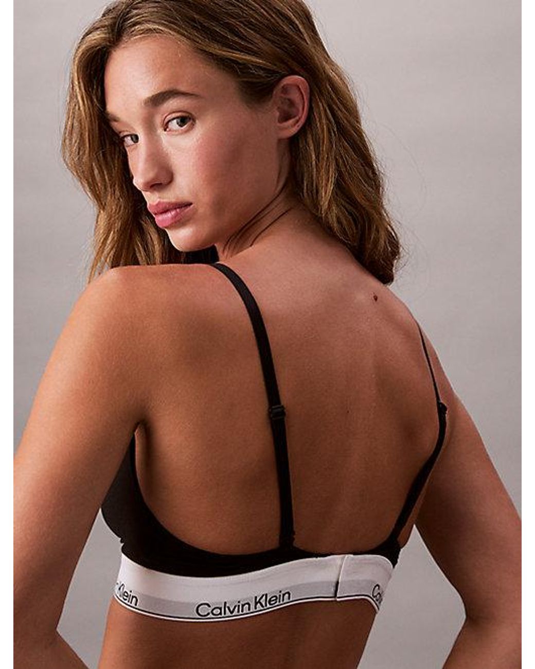 Calvin Klein Black Unlined Triangle Bralette Icon Cotton Modal