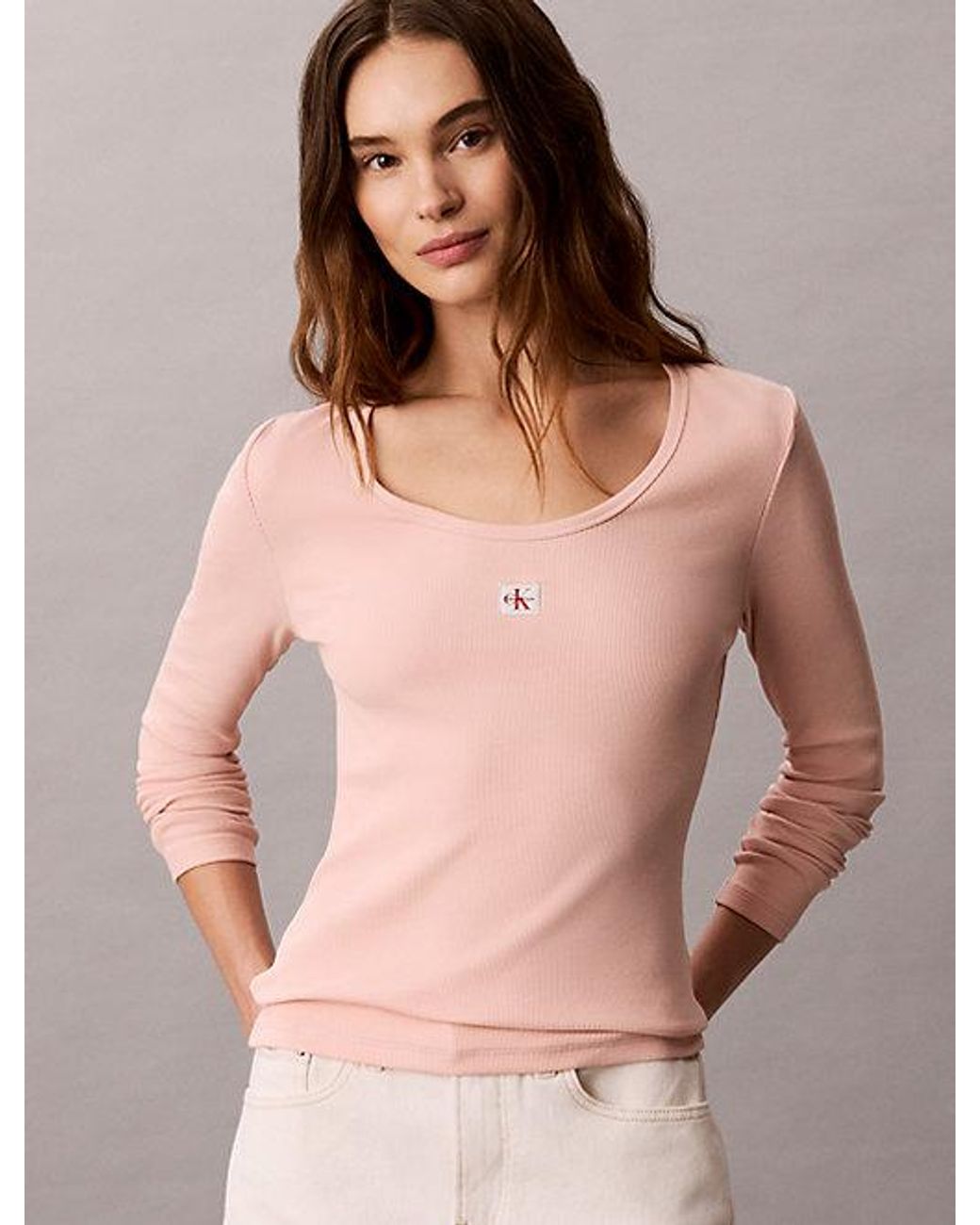 Calvin Klein Multicolor Jeans Ribbed Cotton Long Sleeve Top