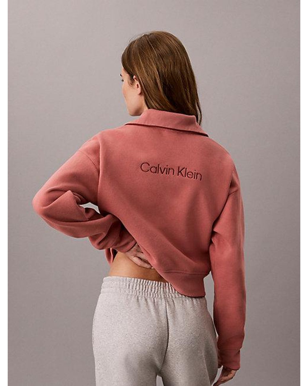 Calvin Klein Red Sport French Terry 1 4 Zip Sweatshirt