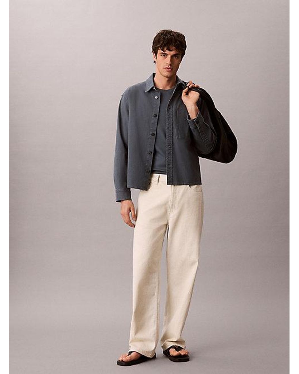 Calvin Klein Gray Jeans Cotton Canvas Shirt Jacket for men