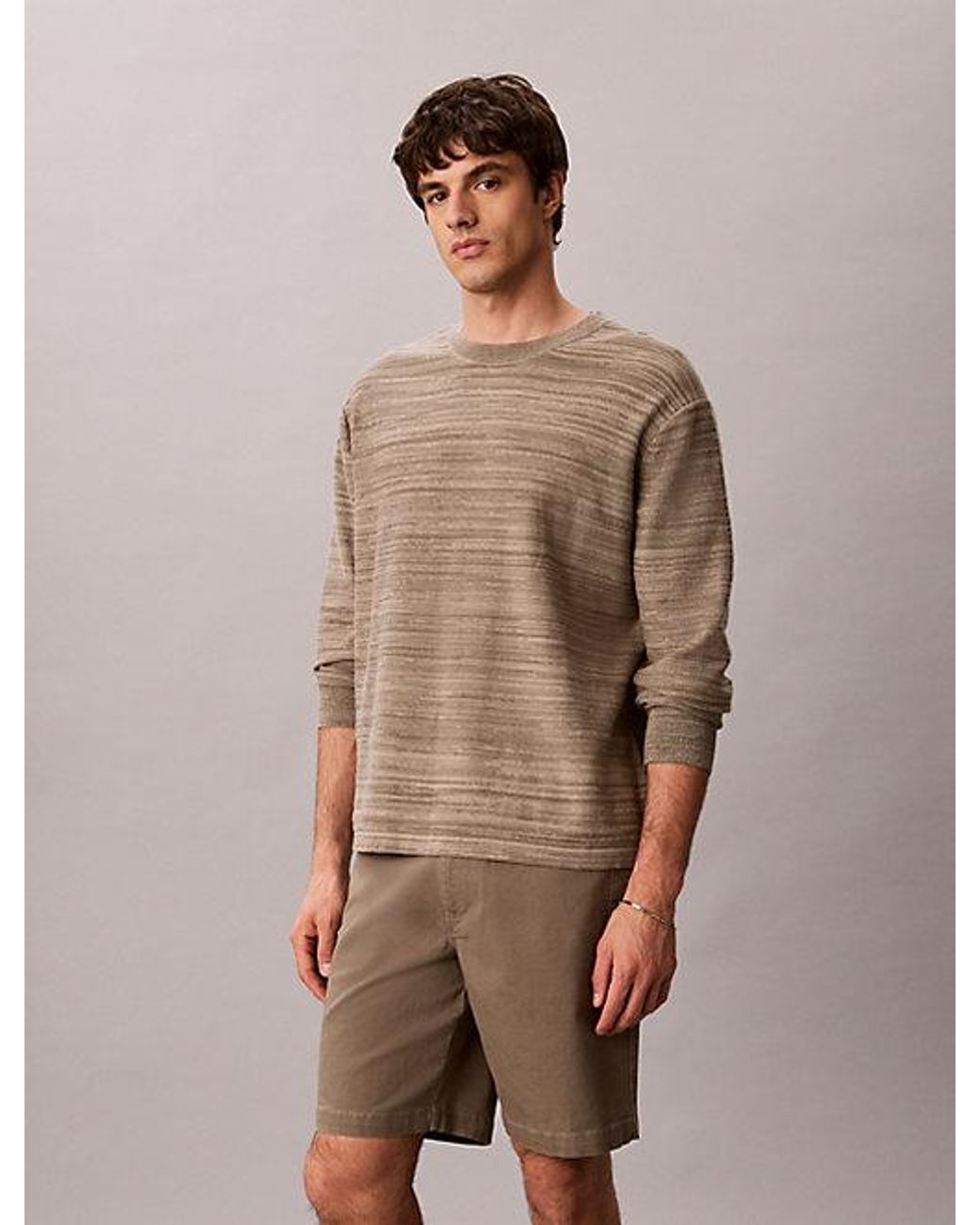 Calvin Klein Natural Jeans Cotton Canvas Drawstring Shorts for men