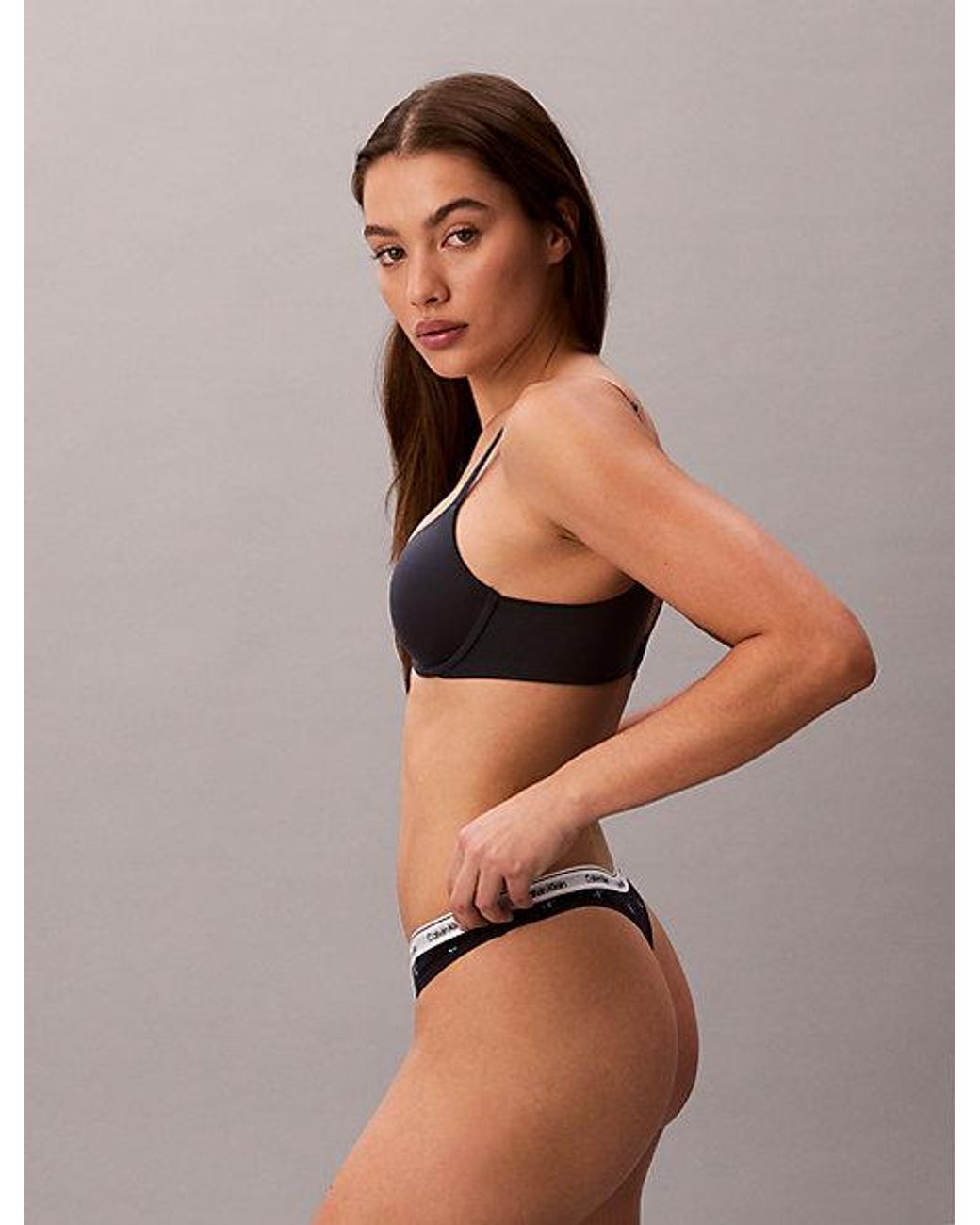 Calvin Klein Brown Thong Icon Logo