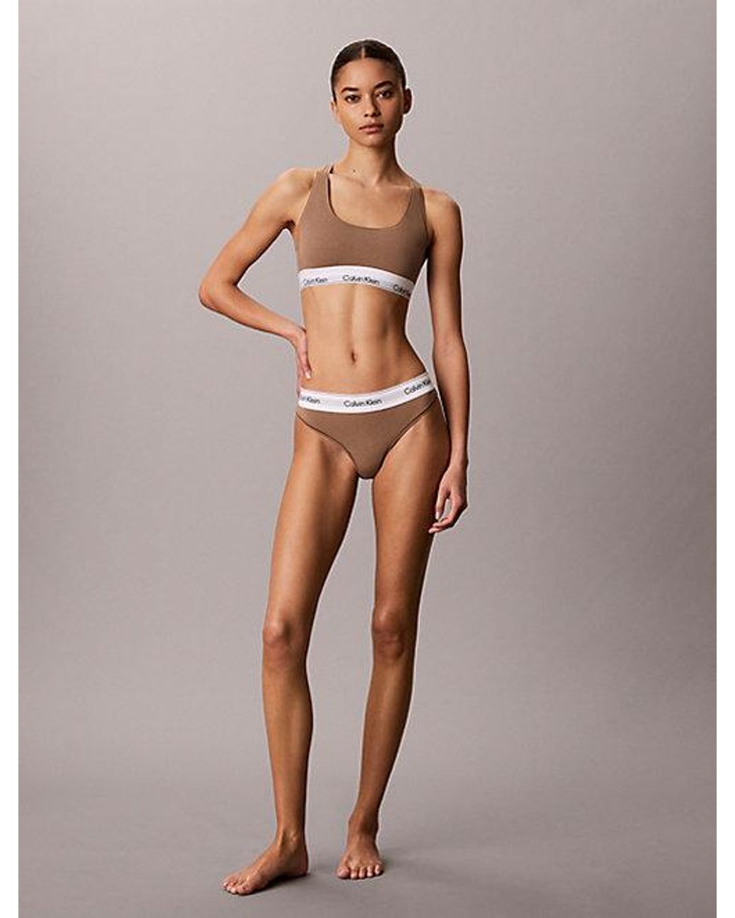 Calvin Klein Brown Thong Icon Cotton Modal
