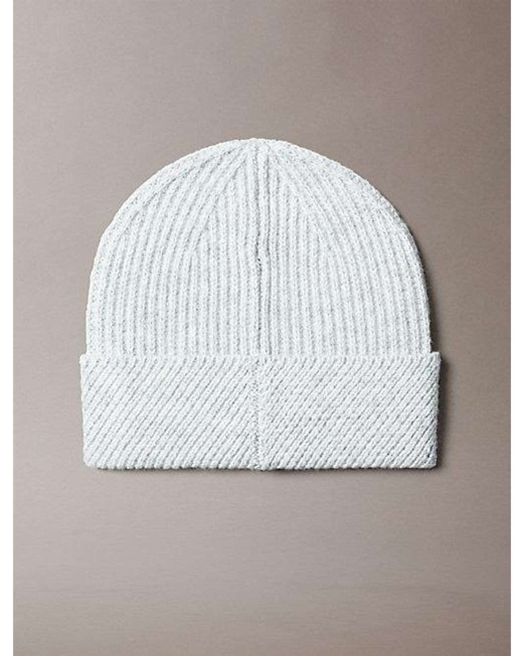 Calvin Klein Gray Wool Blend Monogram Beanie