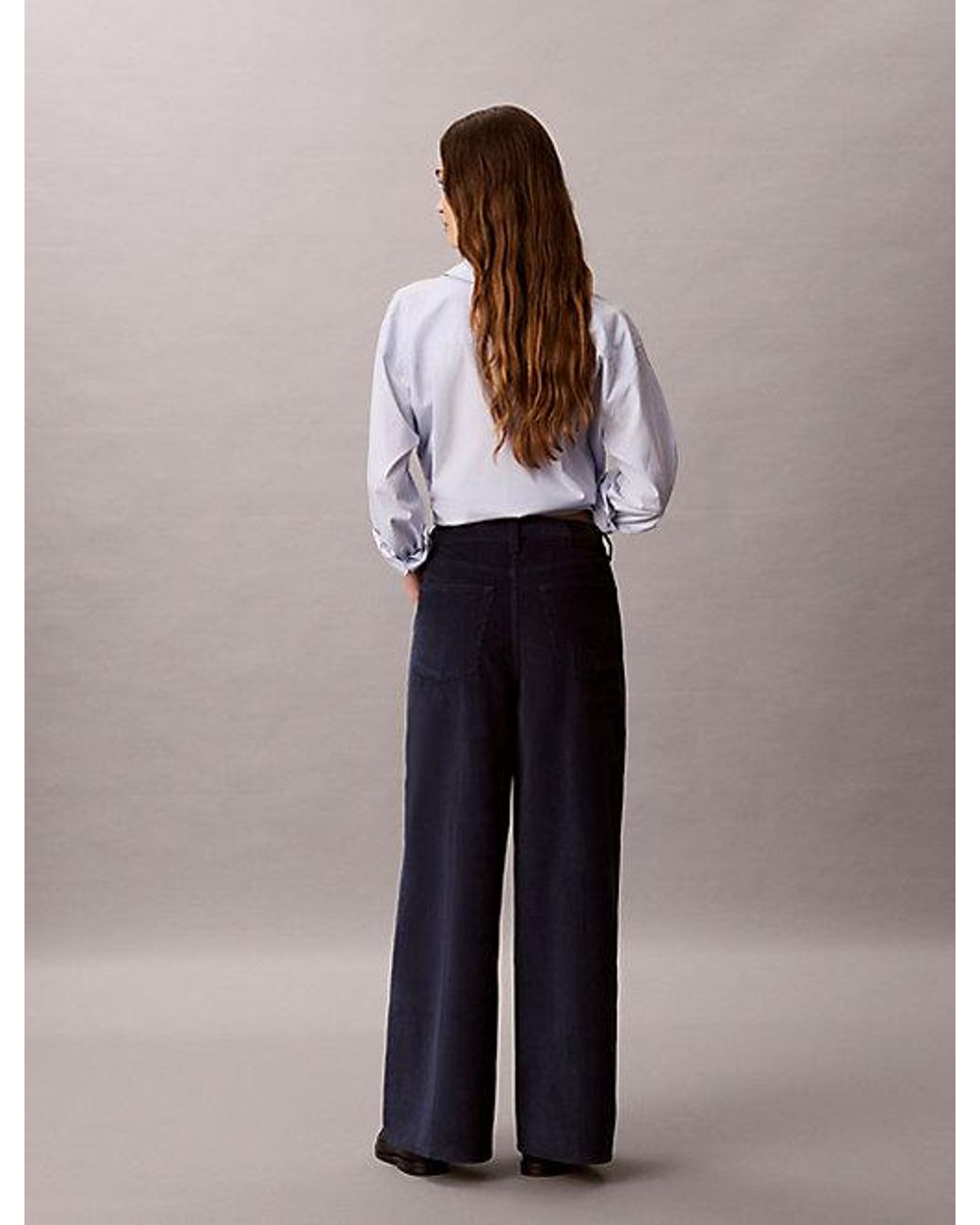 Calvin Klein Blue Corduroy Wide Leg Trousers