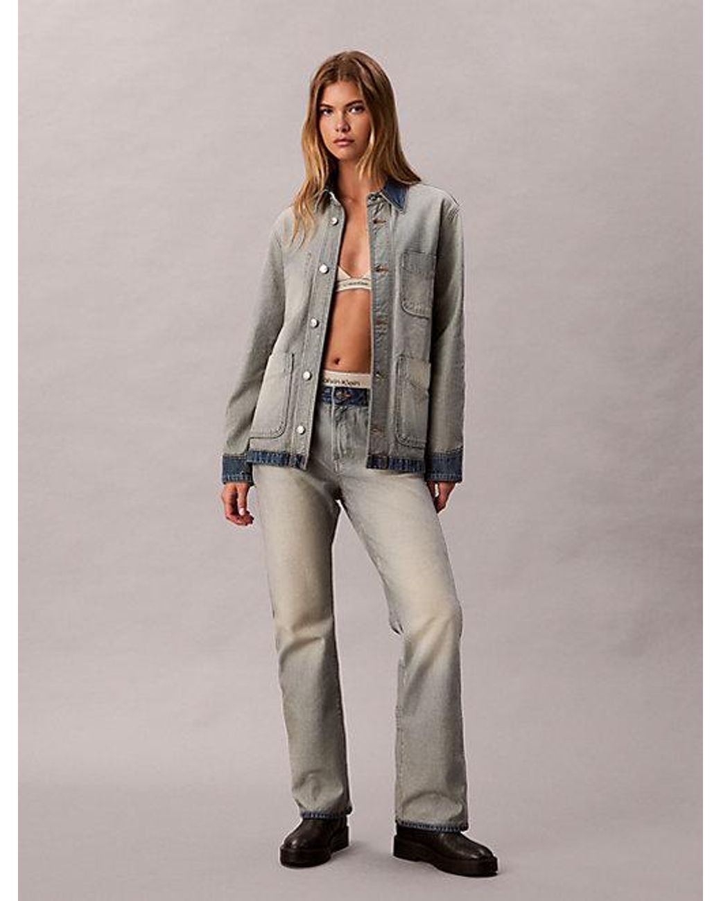 Calvin Klein Gray Jeans Relaxed Inside Out Denim Jacket