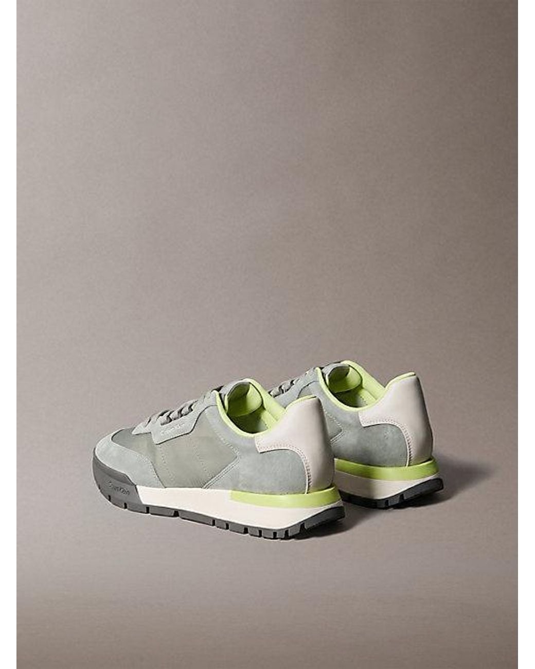 Calvin Klein Gray Suede Signature Runner Trainers for men